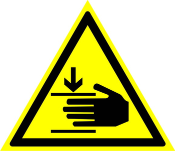 W27 осторожно! возможно травмирование рук (пластик, сторона 200 мм) - Знаки безопасности - Предупреждающие знаки - . Магазин Znakstend.ru